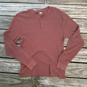 Old Navy men’s size L soft washed red waffle knit sweater long sleeve shirt